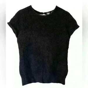 Worth Wool Angora Nylon Blend Women’s Short Sleeve Sweater Size Small Black
